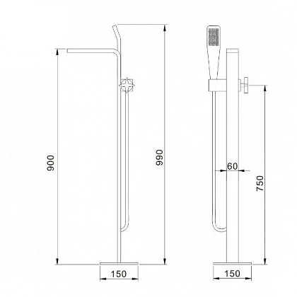 Смеситель для ванны Aquanet JA-5002 напольный 00188173 Смеситель для ванны Aquanet JA-5002 напольный 00188173