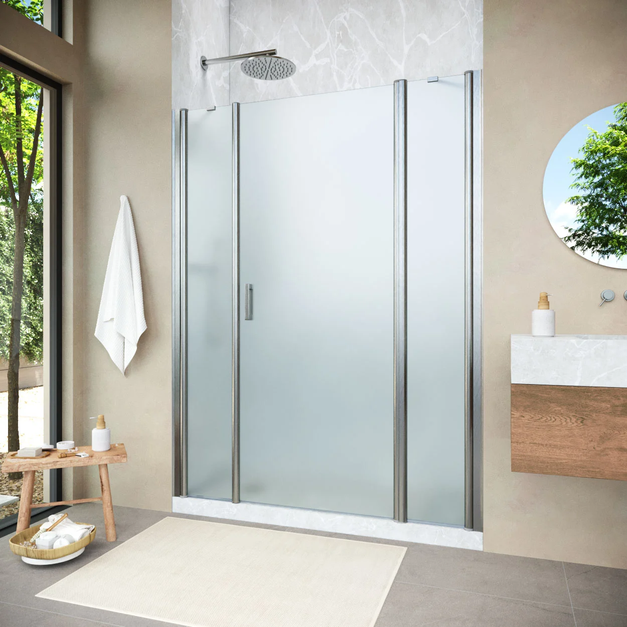 Душевая дверь Vegas-glass EP-2F NOVO h2000 210 04 10 R 2100 мм, профиль никель, стекло сатин Душевая дверь Vegas-glass EP-2F NOVO h2000 210 04 10 R 2100 мм, профиль никель, стекло сатин