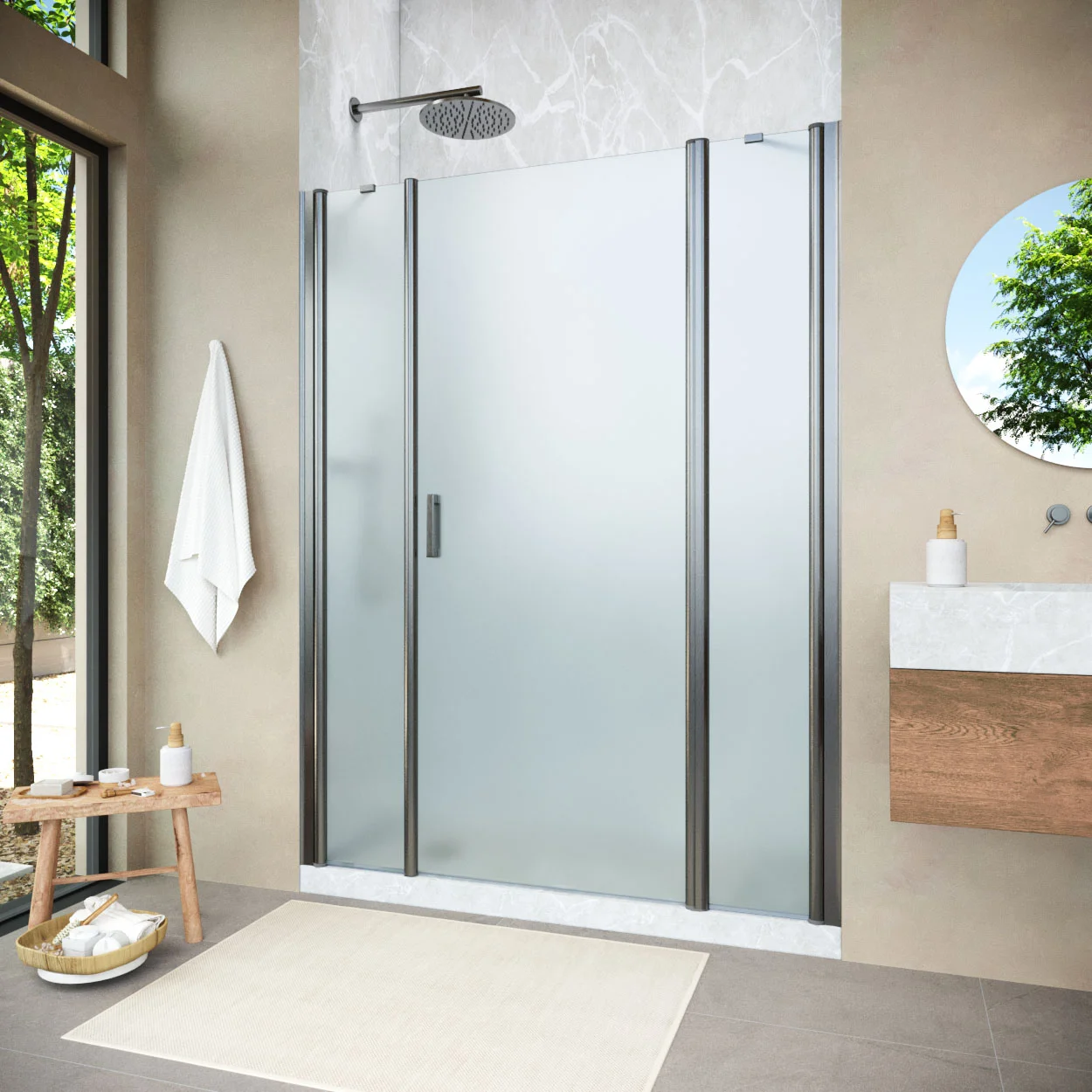 Душевая дверь Vegas-glass EP-2F NOVO h2000 145 11 10 R 1450 мм, профиль оружейная сталь, стекло сатин Душевая дверь Vegas-glass EP-2F NOVO h2000 145 11 10 R 1450 мм, профиль оружейная сталь, стекло сатин