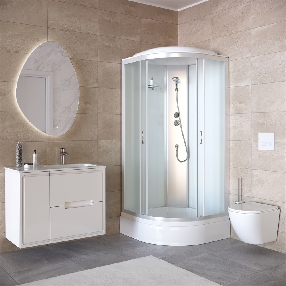 Детальная картинка товара «душевая кабина taliente 90x90x215см, четверть круга, матовое стекло ta-9091m»