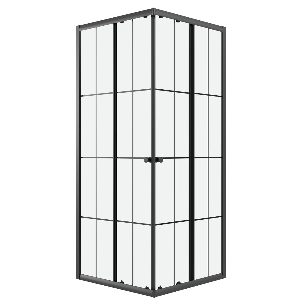 Детальная картинка товара «душевой уголок niagara eco ng-1010-14qkl (100x100x190) квадратная, раздвиж, профиль черный, стекло клетка (4мм)»