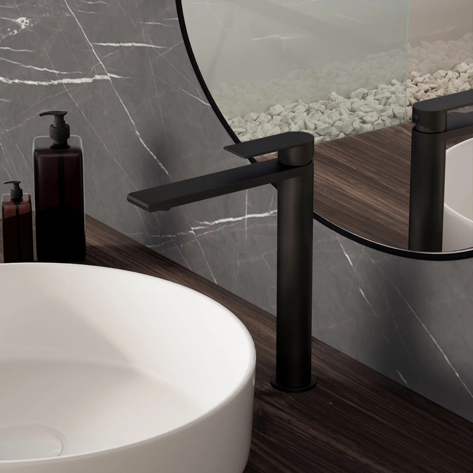 Смеситель для раковины Vincea Vogue (SS) VBF-2VS2MB однорычажный, черный матовый Смеситель для раковины Vincea Vogue (SS) VBF-2VS2MB однорычажный, черный матовый