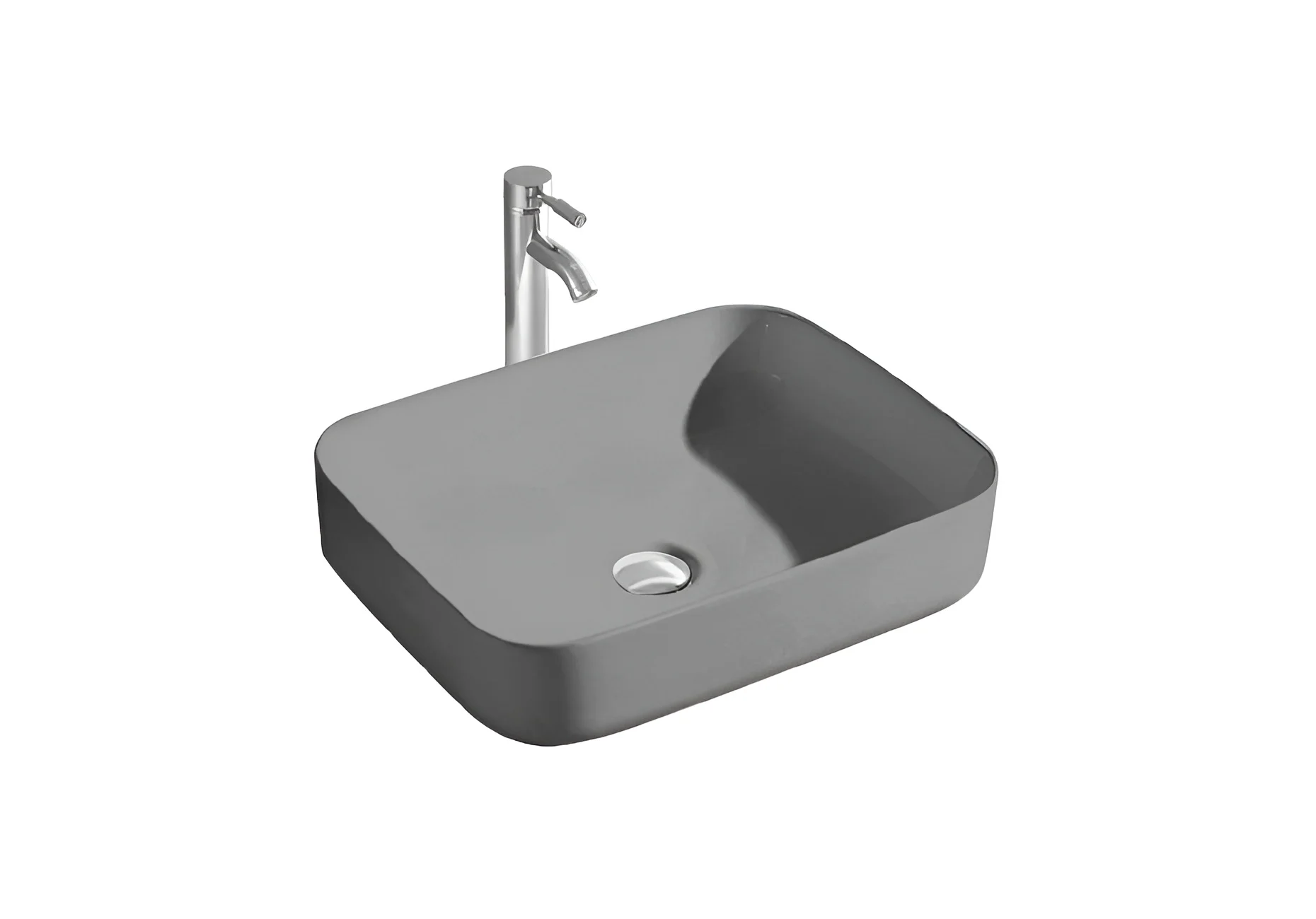 Раковина Aquatek ВЕГА AQ5515-MG 500x390x130, матовый серый, накладная Раковина Aquatek ВЕГА AQ5515-MG 500x390x130, матовый серый, накладная