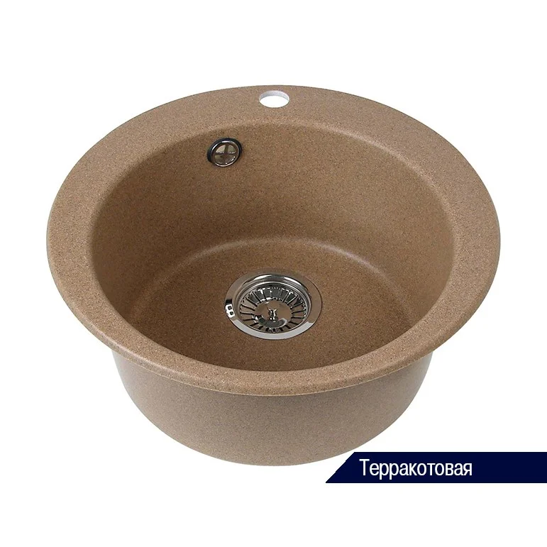 Кухонная мойка Aquaton Иверия 1A711132IV070 из литого мрамора, круглая, 480 Кухонная мойка Aquaton Иверия 1A711132IV070 из литого мрамора, круглая, 480