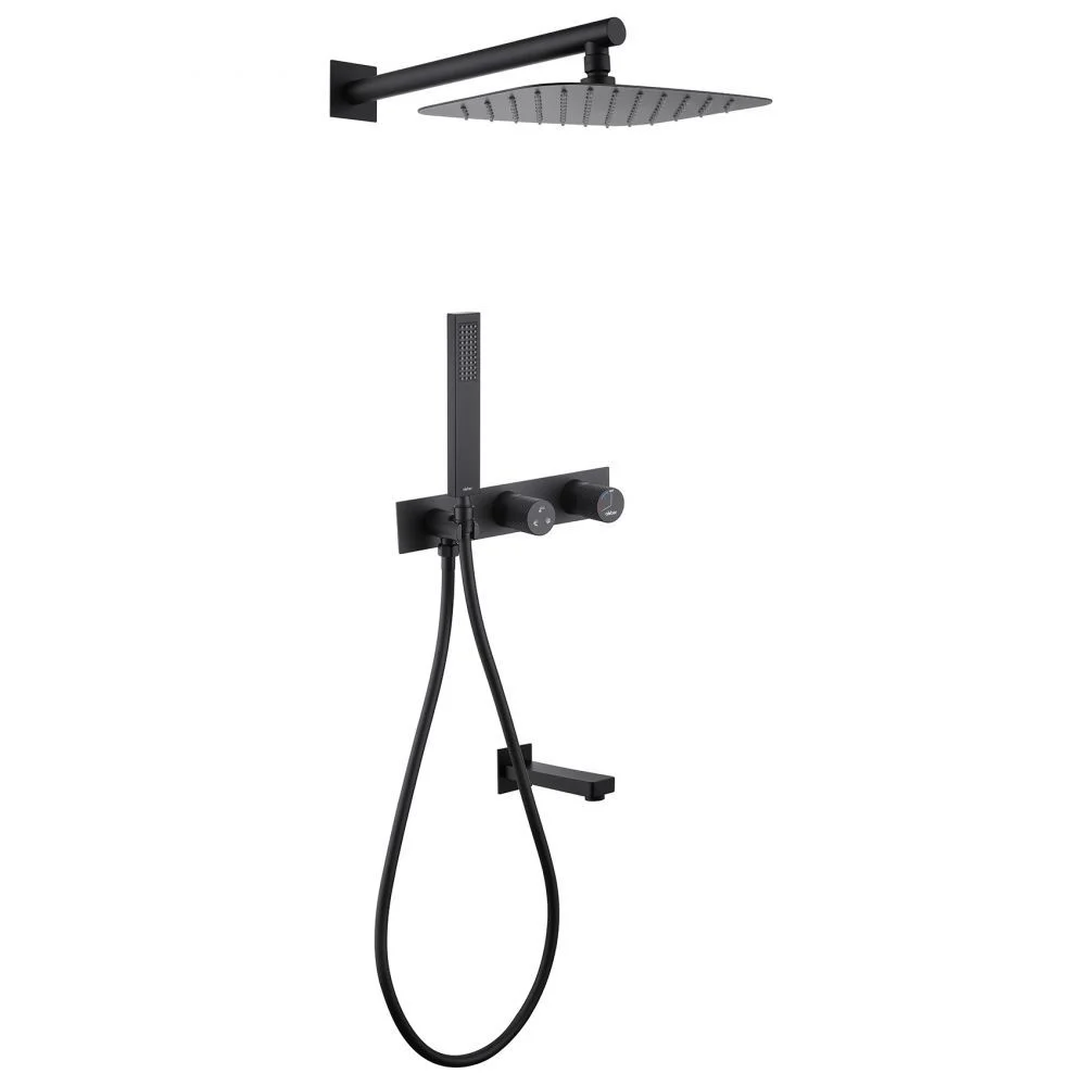 Душевая система ABBER Rund AF8717B скрытого монтажа с изливом, черная матовая Душевая система ABBER Rund AF8717B скрытого монтажа с изливом, черная матовая