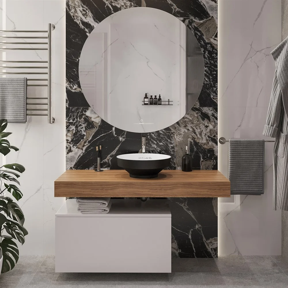 Комплект мебели STWORKI Ольборг 120 столешница дуб французский, без отверстий, c тумбой 80, с ракови 536655 Комплект мебели STWORKI Ольборг 120 столешница дуб французский, без отверстий, c тумбой 80, с ракови 536655