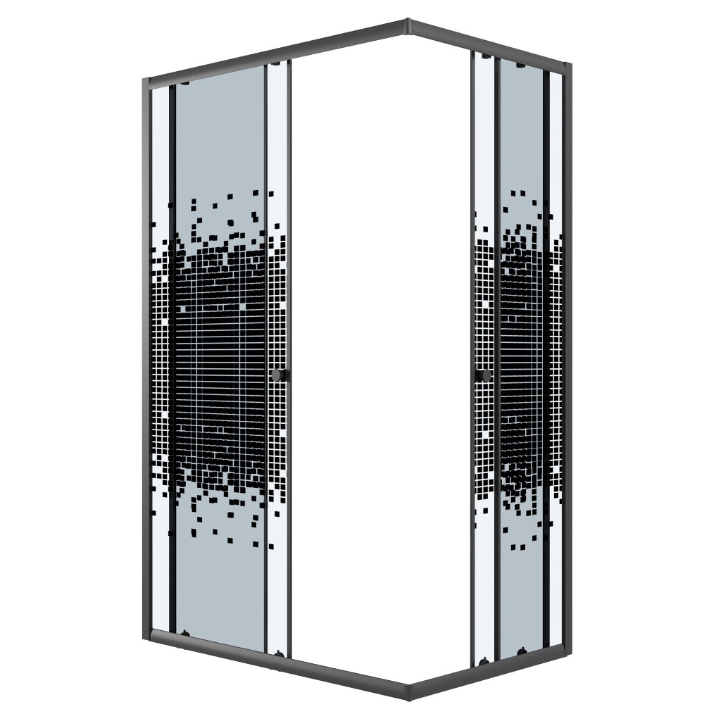 Детальная картинка товара «душевой уголок niagara eco ng-1018-14qblack (100x80x190) прямоугольник, раздвиж, профиль черный, стекло мозаика (4мм)»