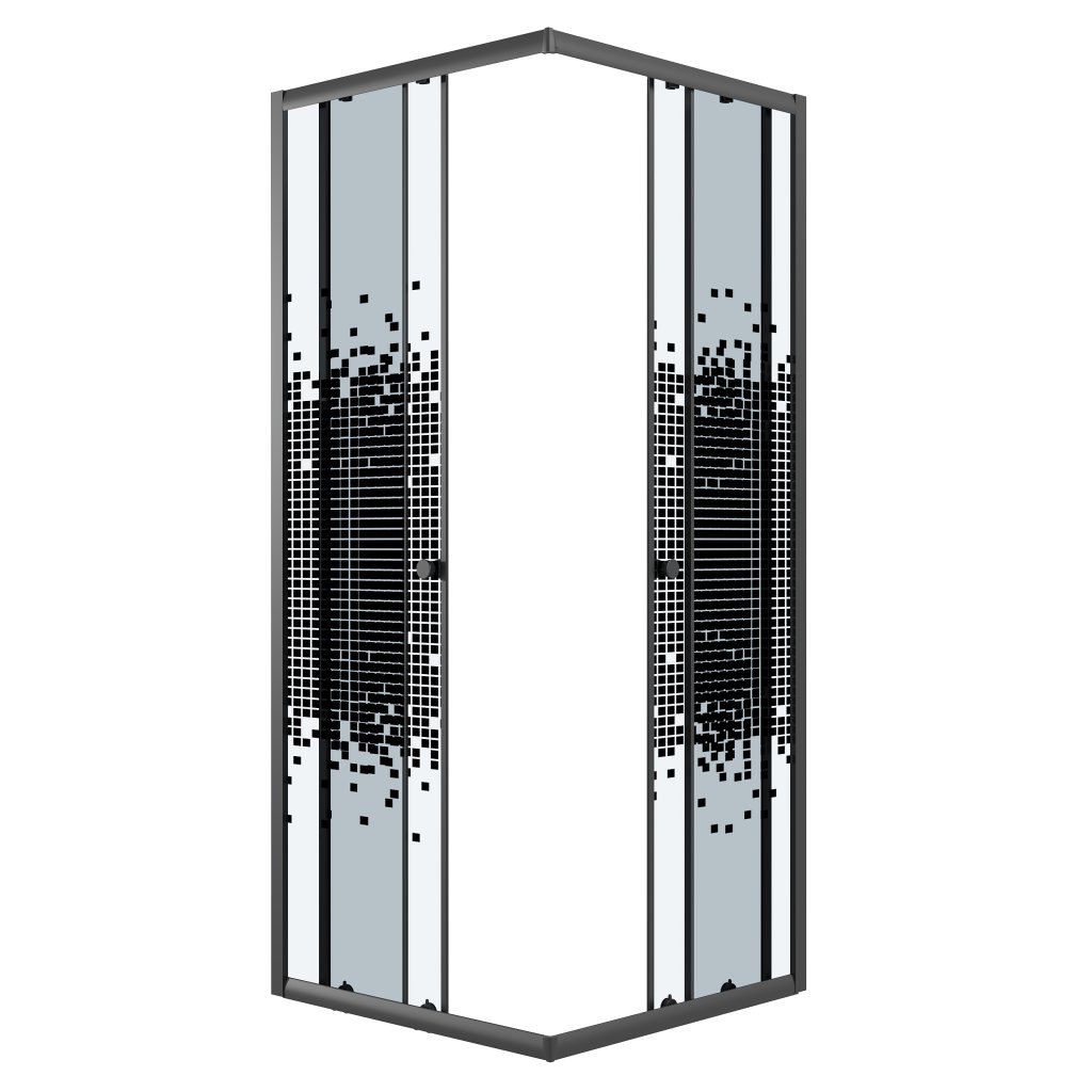Детальная картинка товара «душевой уголок niagara eco ng-1010-14qblack (100x100x190) квадратная, раздвиж, профиль черный, стекло мозаика (4мм)»