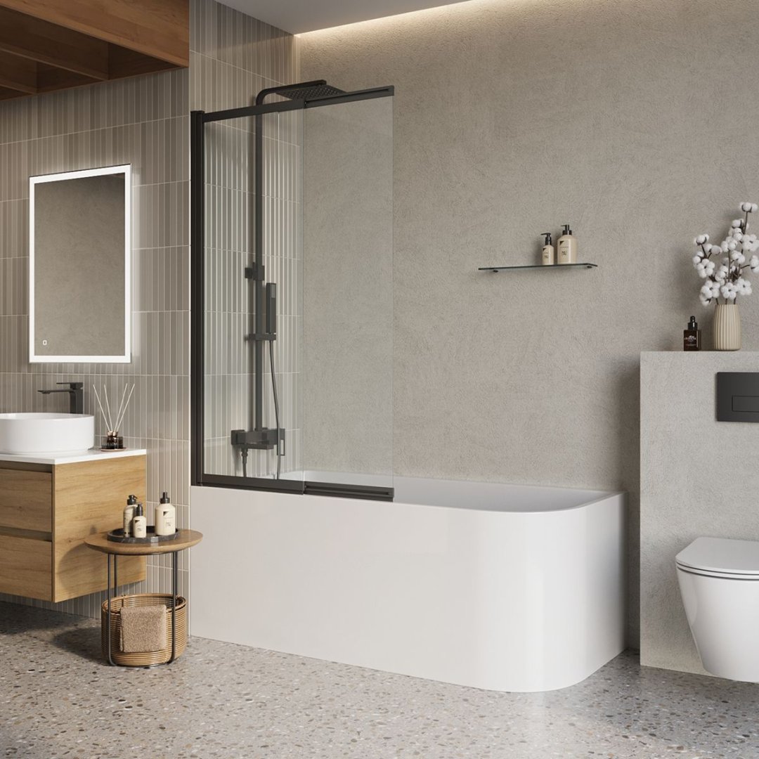 Детальная картинка товара «шторка на ванну belbagno luce-vf-11-90/145-c-nero»