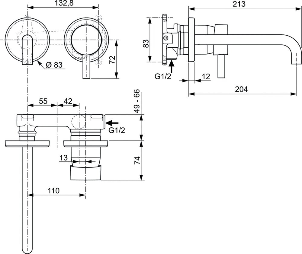 Детальная картинка товара «смеситель для раковины ideal standard ceraline a6938aa»