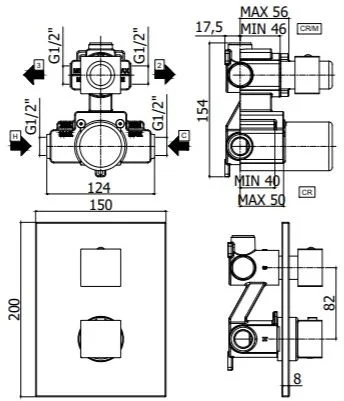 Смеситель для ванны Paffoni Level LEQ519NO/M с внутренней частью, черный матовый Смеситель для ванны Paffoni Level LEQ519NO/M с внутренней частью, черный матовый