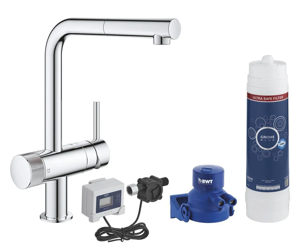 Смеситель для кухни GROHE Blue Pure Minta, стартовый комплект, хром, (30393000) Смеситель для кухни GROHE Blue Pure Minta, стартовый комплект, хром, (30393000)