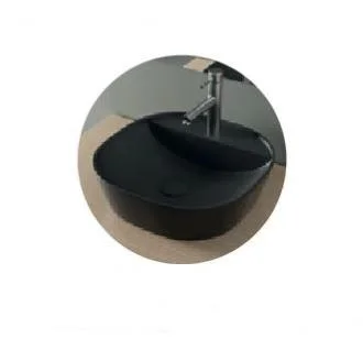 Раковина NOFER SPIN 40 CG.23596 накладная овальная, с полочкой для смесителя 405x405x120 мм матовый черный Раковина NOFER SPIN 40 CG.23596 накладная овальная, с полочкой для смесителя 405x405x120 мм матовый черный