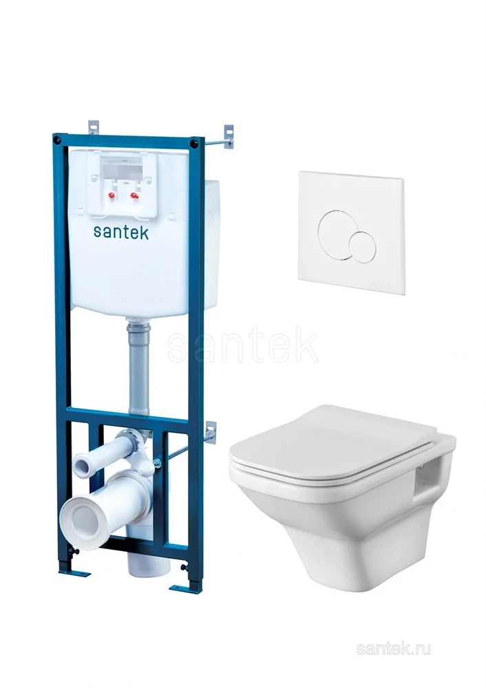 Комплект унитаза Santek Лайн 1WH501750 с инсталляцей, сиденье Slim, SoftCloseи клавишей смыва белая 1.WH50.1.750 Комплект унитаза Santek Лайн 1WH501750 с инсталляцей, сиденье Slim, SoftCloseи клавишей смыва белая 1.WH50.1.750