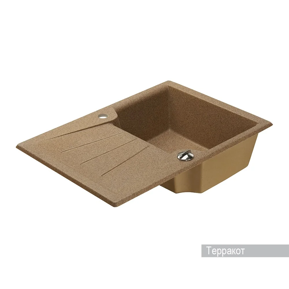 Кухонная мойка Aquaton Монца 1A716032MC270 из литого мрамора, прямоугольная, с крылом терракотовая Кухонная мойка Aquaton Монца 1A716032MC270 из литого мрамора, прямоугольная, с крылом терракотовая