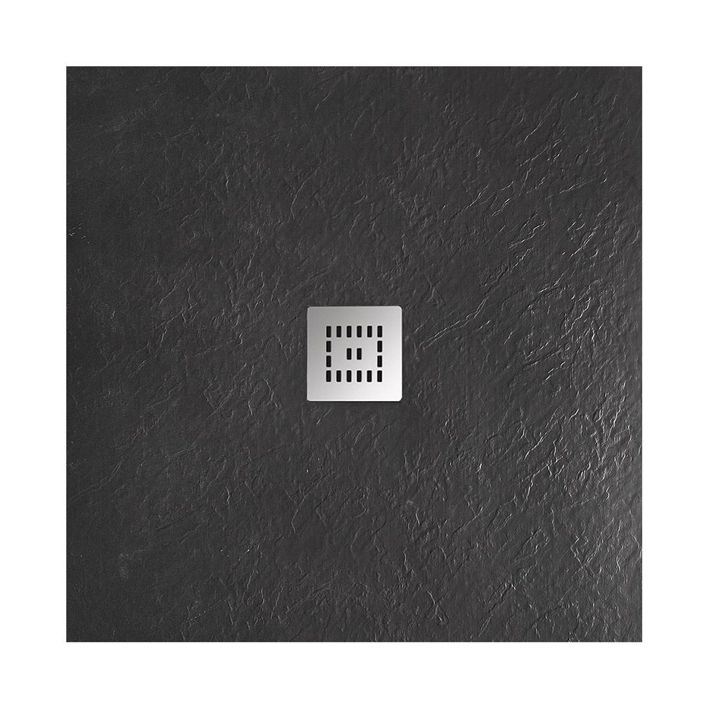 Детальная картинка товара «душевой поддон belbagno uno tray-mr-uno-a-90-35-nero-cr 900x900 из искусственного мрамора в комплекте с сифоном черный матовый»