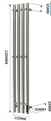 Полотенцесушитель электрический Teso Azaro Stick 12SY4NB 1200x180 никель Полотенцесушитель электрический Teso Azaro Stick 12SY4NB 1200x180 никель