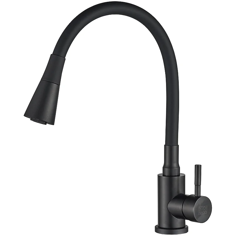 Смеситель для кухни BOCH MANN MIA B BM10421 из нержавеющей стали с гибким изливом, черный Смеситель для кухни BOCH MANN MIA B BM10421 из нержавеющей стали с гибким изливом, черный