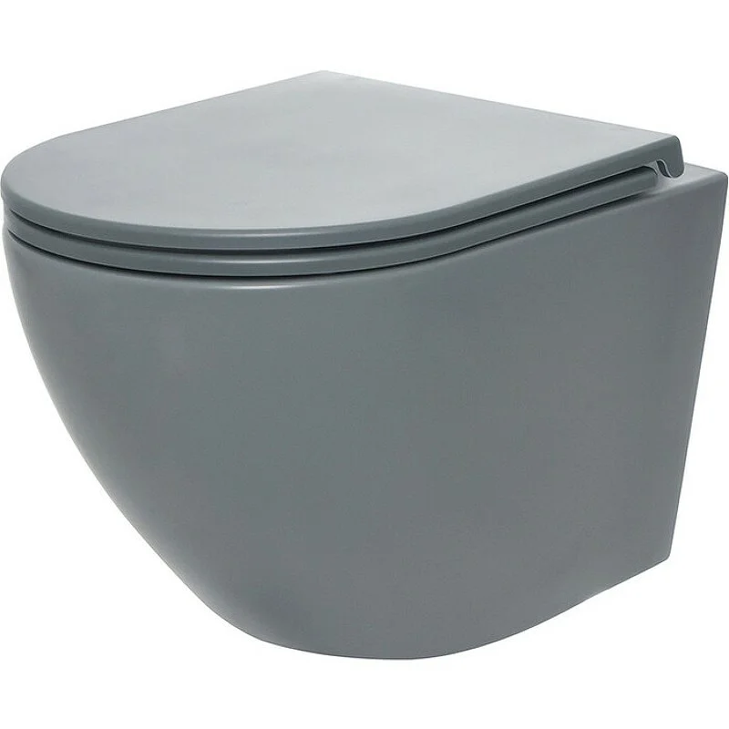 Унитаз подвесной AQUAme AQM2002MGR с сиденьем SoftClose, технология смыва Rimless, скрытый крепеж се Унитаз подвесной AQUAme AQM2002MGR с сиденьем SoftClose, технология смыва Rimless, скрытый крепеж се