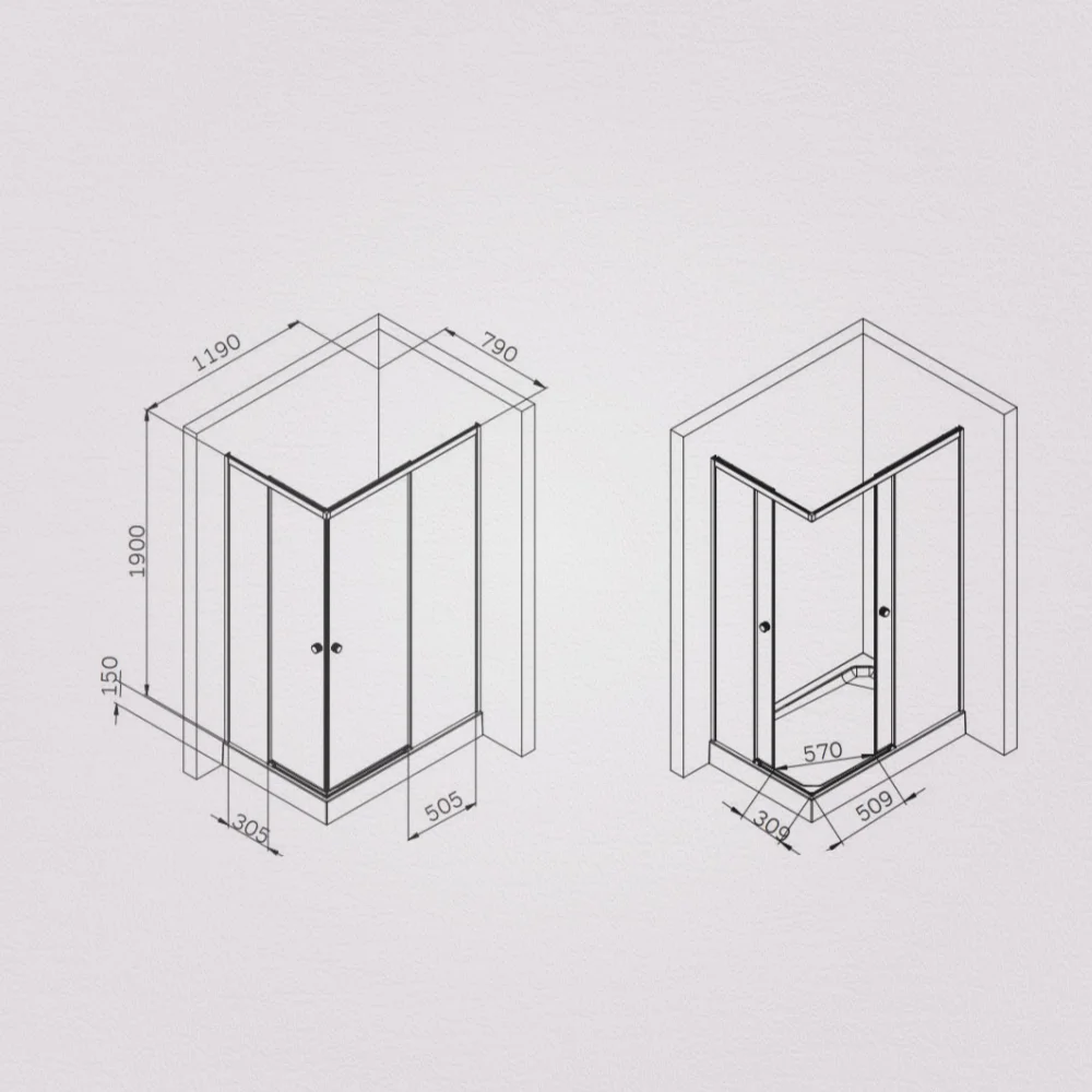 Душевой уголок AM.PM X-Joy W94G-403-120280-BT1K прямоугольн, раздвижные двери 120x80 черный матовый, стекло прозрачное — Изображение 7