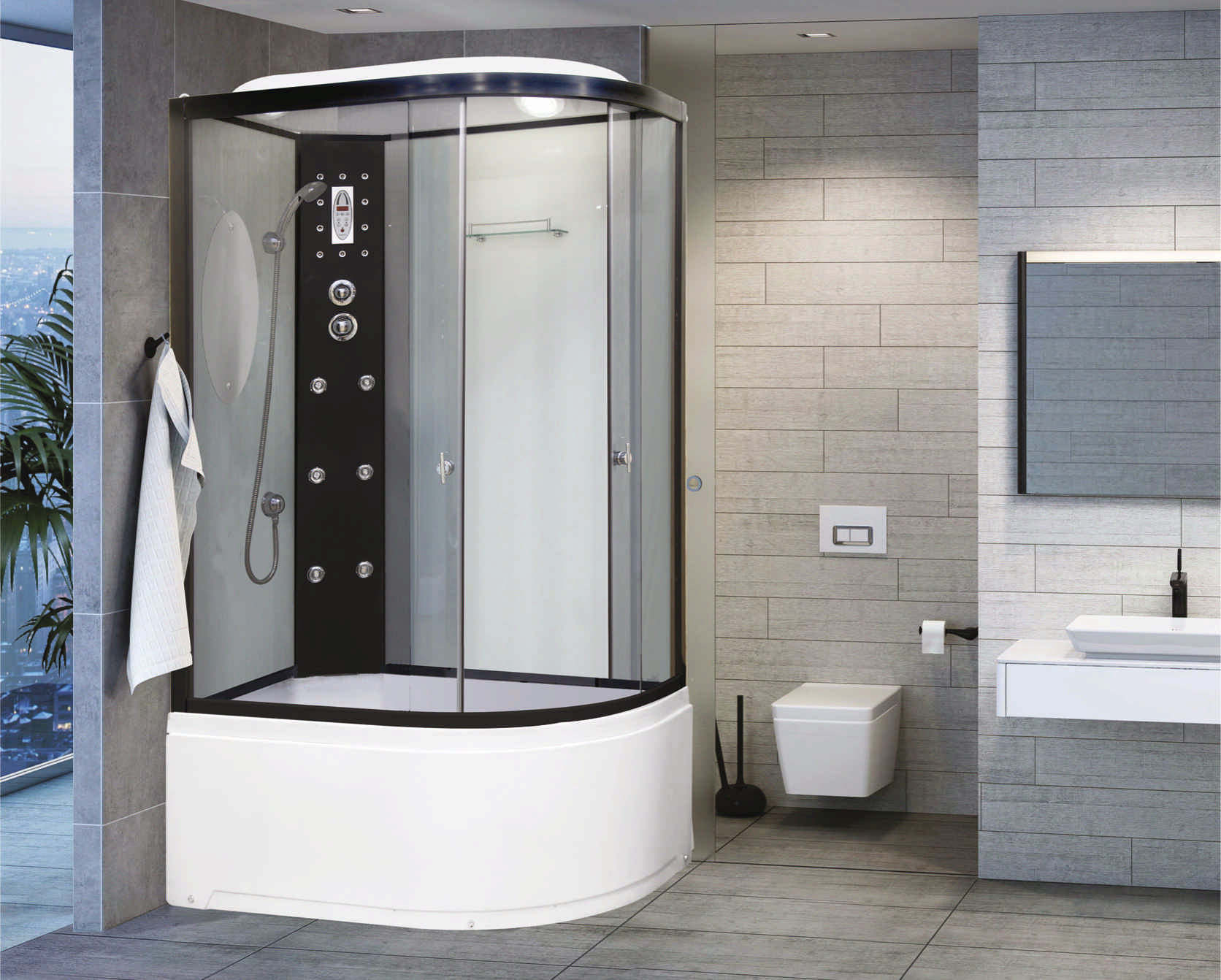 Детальная картинка товара «душевая кабина niagara ultra ng-1910-01l (1200х800х2200) высокий поддон (46см) стекло тонированное 19100134l»