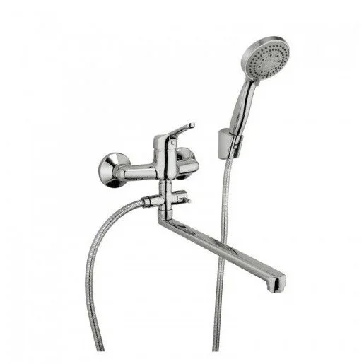 Смеситель для ванны Paini Bios 05CR112P20LMKM с длинным изливом с аксессуаром Смеситель для ванны Paini Bios 05CR112P20LMKM с длинным изливом с аксессуаром