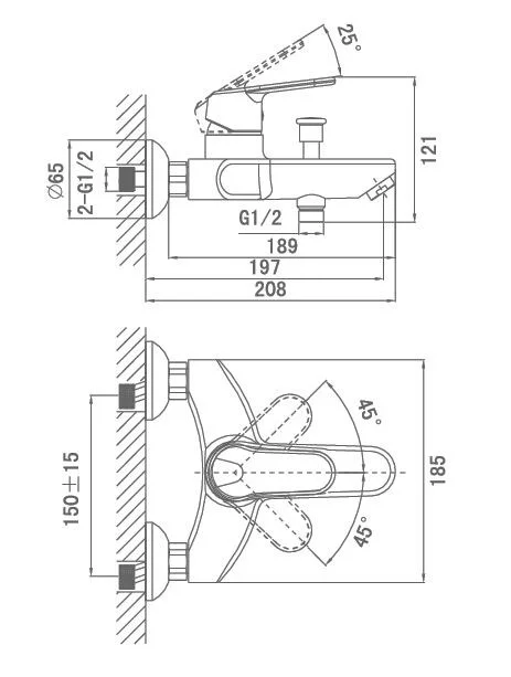 Смеситель для ванны D&K Augsburg Bayern DA1123201 Смеситель для ванны D&K Augsburg Bayern DA1123201