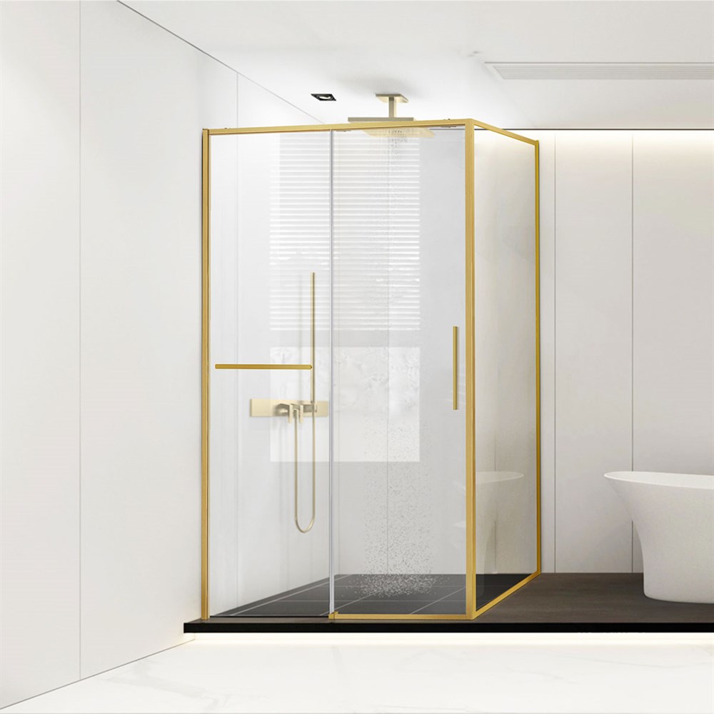 Детальная картинка товара «душевой уголок vincea slim soft vsr-1ss9012clg, 1200x900, брашированное золото, стекло прозрачное»