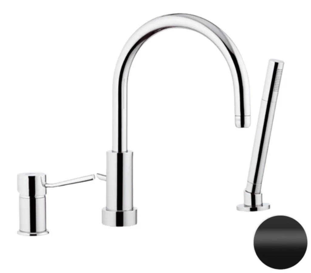 Смеситель на борт ванны Remer Minimal N072NO, черный матовый Смеситель на борт ванны Remer Minimal N072NO, черный матовый