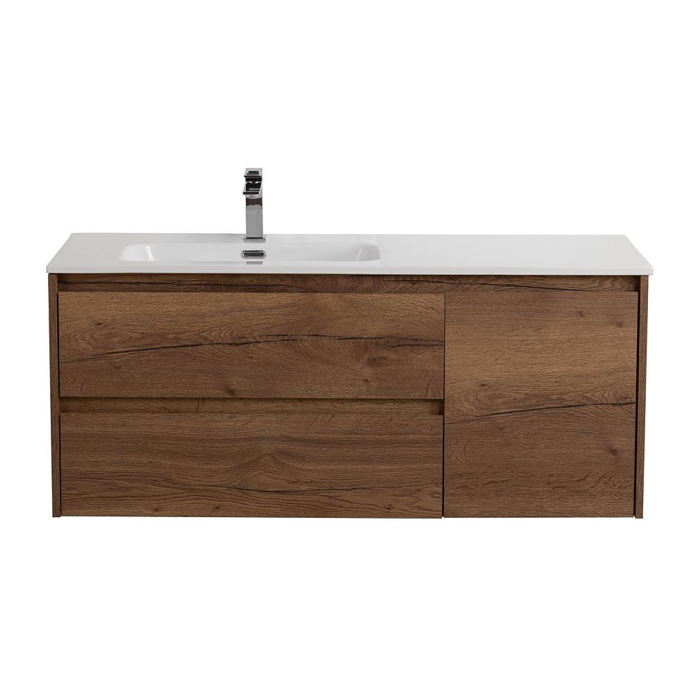 Детальная картинка товара «тумба под раковину belbagno kraft-1200-2c-1a-so-rt-l rovere tabacco подвесная 1200x460»