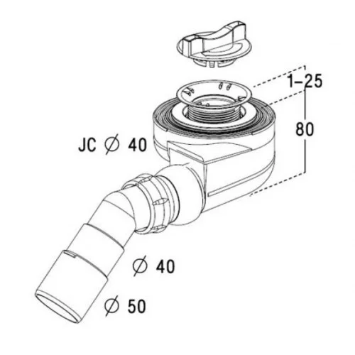 Сифон для поддона Radaway 5SL1 50 мм Сифон для поддона Radaway 5SL1 50 мм