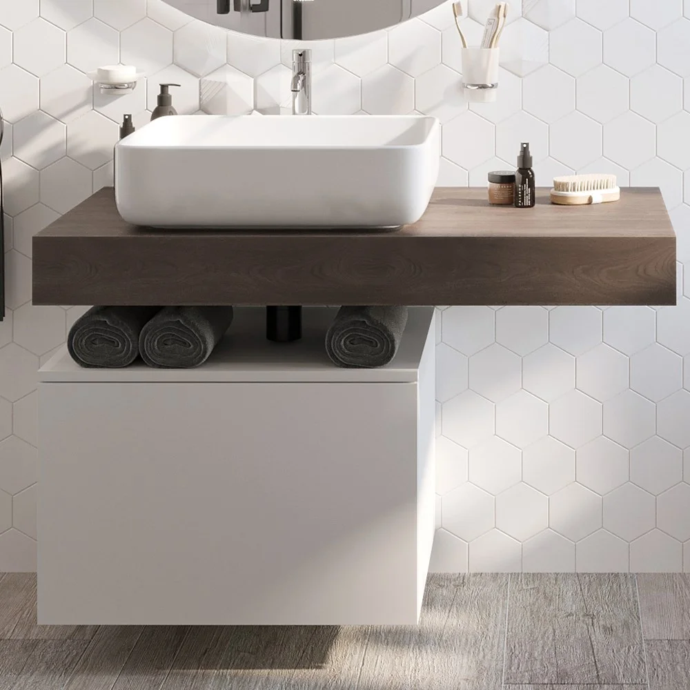 Столешница STWORKI Ольборг 100 дуб карпентер, без отверстий, с тумбой 60, с раковиной STWORKI Soul 1 489323 Столешница STWORKI Ольборг 100 дуб карпентер, без отверстий, с тумбой 60, с раковиной STWORKI Soul 1 489323