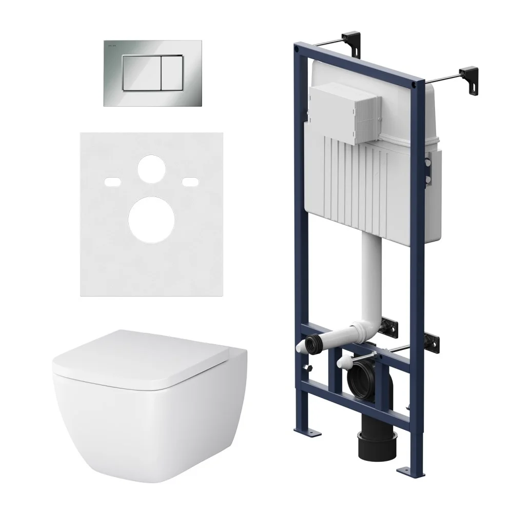 Комплект унитаза AM.PM Gem IS70251.901701 с инсталляцией, сиденьем микролифт и клавишей смыва Комплект унитаза AM.PM Gem IS70251.901701 с инсталляцией, сиденьем микролифт и клавишей смыва