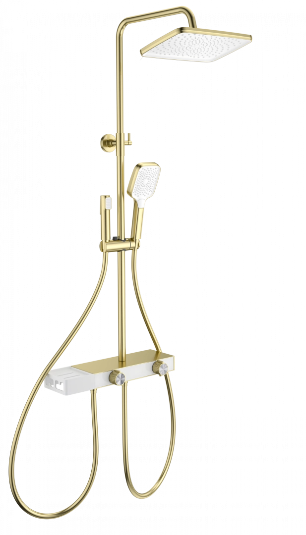 Душевая система Wonzon & Woghand с термостатом, брашированное золото (WW-B4161-BG) Душевая система Wonzon & Woghand с термостатом, брашированное золото (WW-B4161-BG)