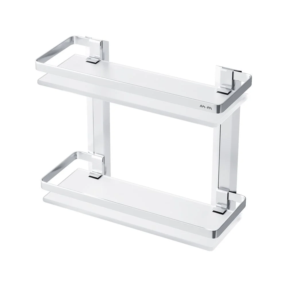 Полка AM.PM Sense L A7455200 двухуровневая, стеклянная, алюминий Полка AM.PM Sense L A7455200 двухуровневая, стеклянная, алюминий