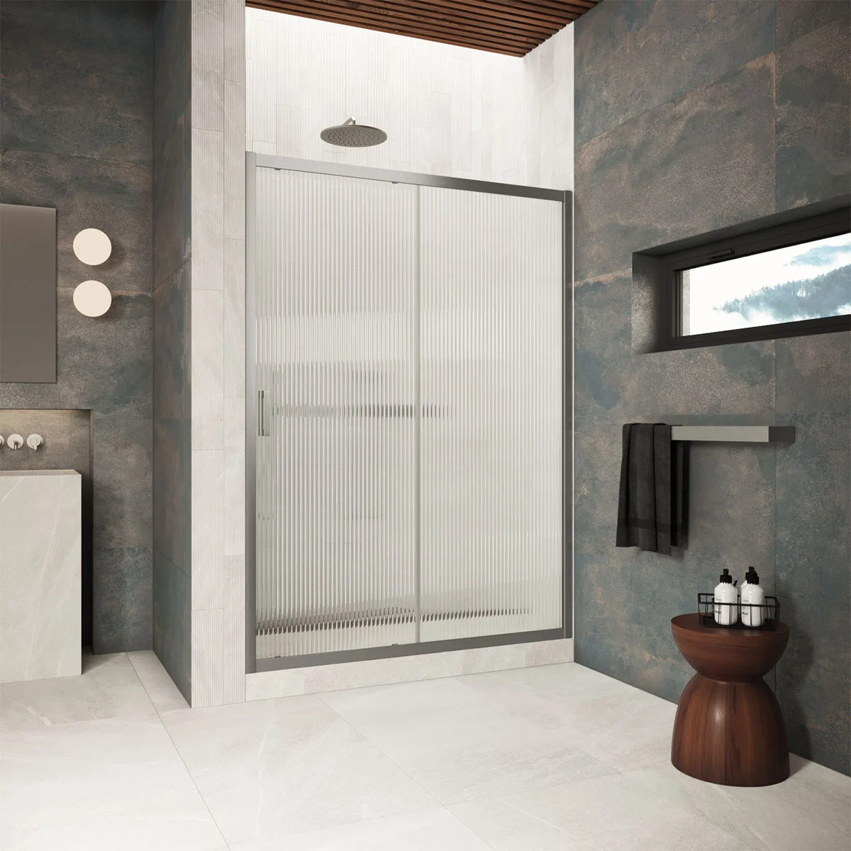 Душевая дверь Vegas-glass ZP Protec 105 11 Moru 1050 мм, профиль оружейная сталь, стекло Moru Душевая дверь Vegas-glass ZP Protec 105 11 Moru 1050 мм, профиль оружейная сталь, стекло Moru