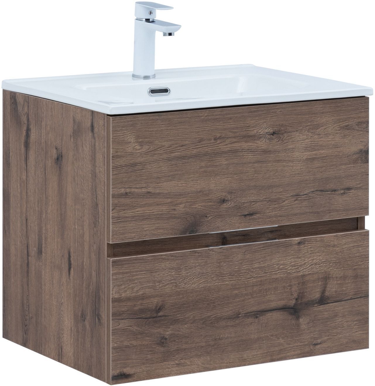 Тумба под раковину Aquanet Алвита New 60 2 ящика, дуб веллингтон табак 00334184 подвесная Тумба под раковину Aquanet Алвита New 60 2 ящика, дуб веллингтон табак 00334184 подвесная