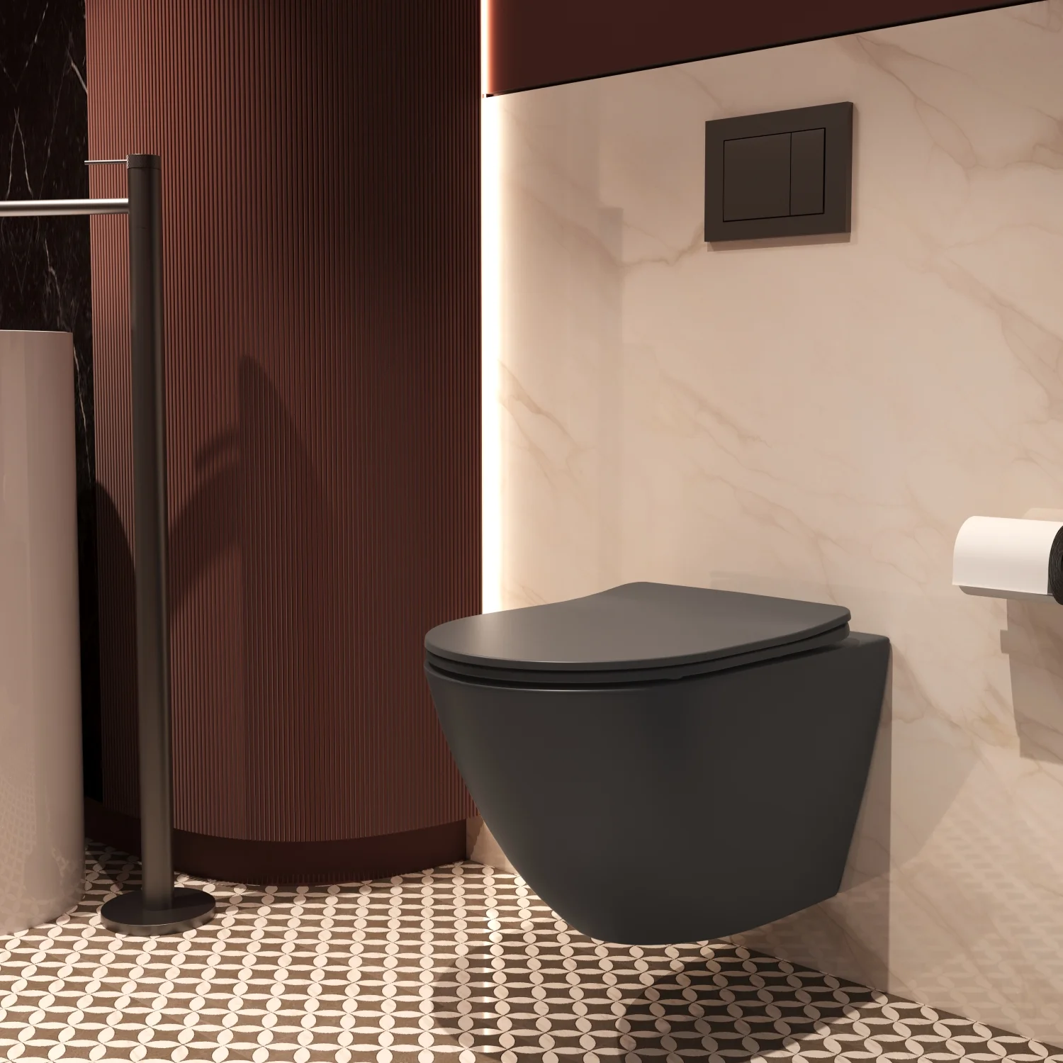 Унитаз подвесной Vincea Globo VT1-14STMA Торнадо антрацит матовый, ультратонкое сиденье микролифт Унитаз подвесной Vincea Globo VT1-14STMA Торнадо антрацит матовый, ультратонкое сиденье микролифт