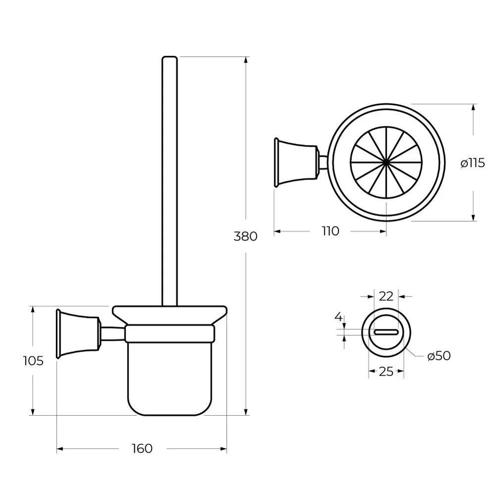 Ершик для унитаза CEZARES CZR-F-8990-BORO1 брашированное золото Ершик для унитаза CEZARES CZR-F-8990-BORO1 брашированное золото