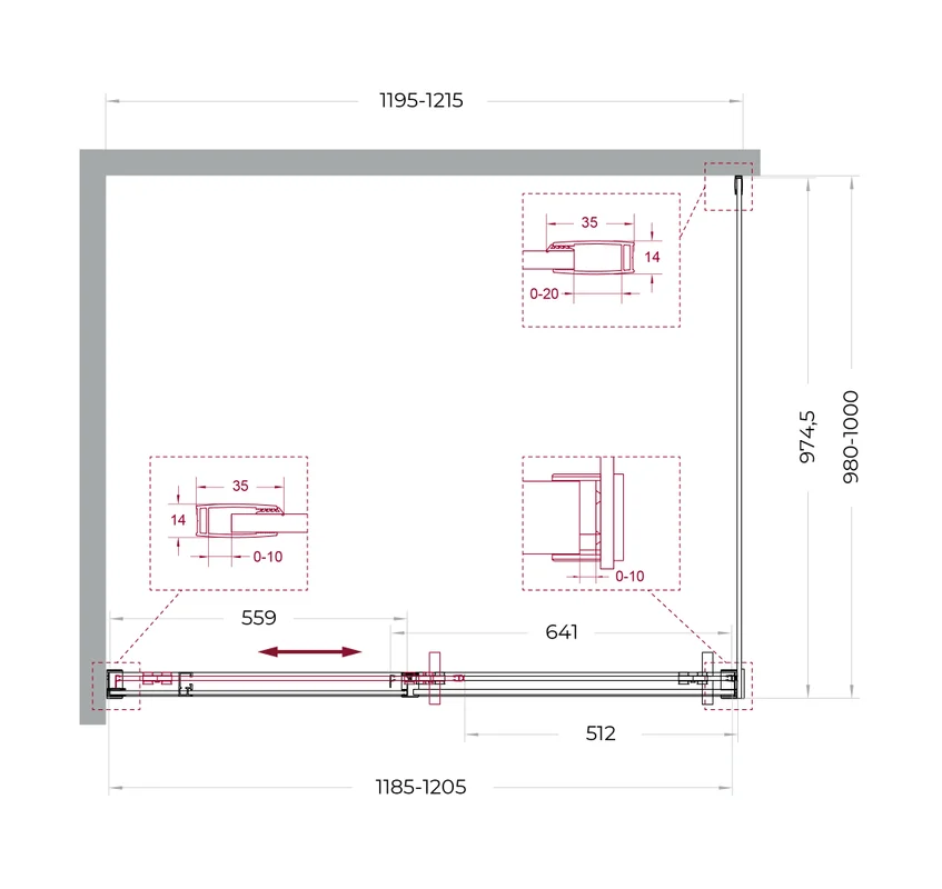Душевой уголок BelBagno SOFT_CLOSE-1-AH-1-120/100-C-GM 120x100 см, профиль оружейная сталь, стекло прозрачное — Изображение 10