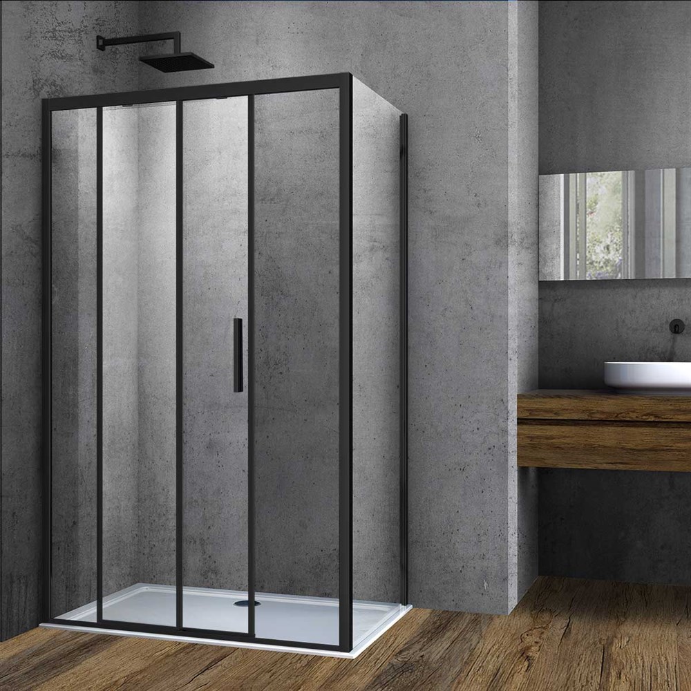 Детальная картинка товара «душевой уголок vincea soft vsr-3so9014clb, 1400x900, черный, стекло прозрачное»