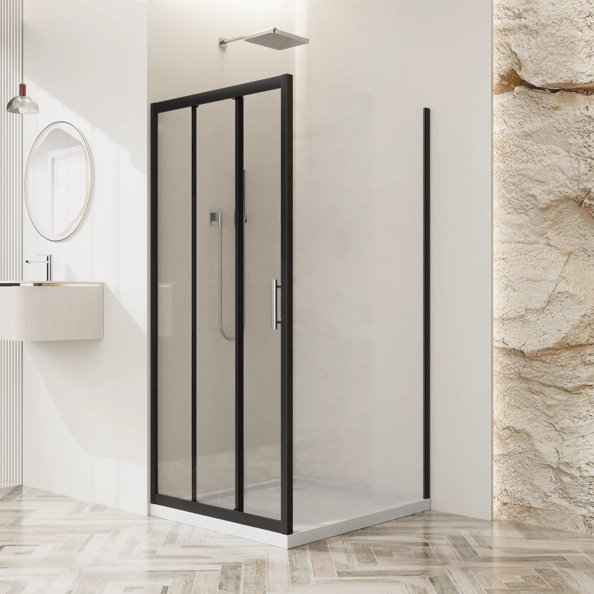 Душевой уголок BelBagno UNO-195-AHF-31-100/70-C-NERO 100x70 см, профиль черный, стекло прозрачное Душевой уголок BelBagno UNO-195-AHF-31-100/70-C-NERO 100x70 см, профиль черный, стекло прозрачное