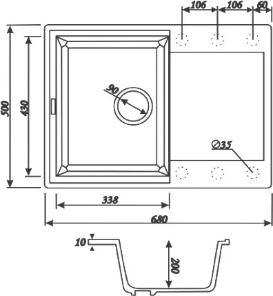 Кухонная мойка Kaiser KMM-5068 мрамор KMM-5068 Beige Кухонная мойка Kaiser KMM-5068 мрамор KMM-5068 Beige