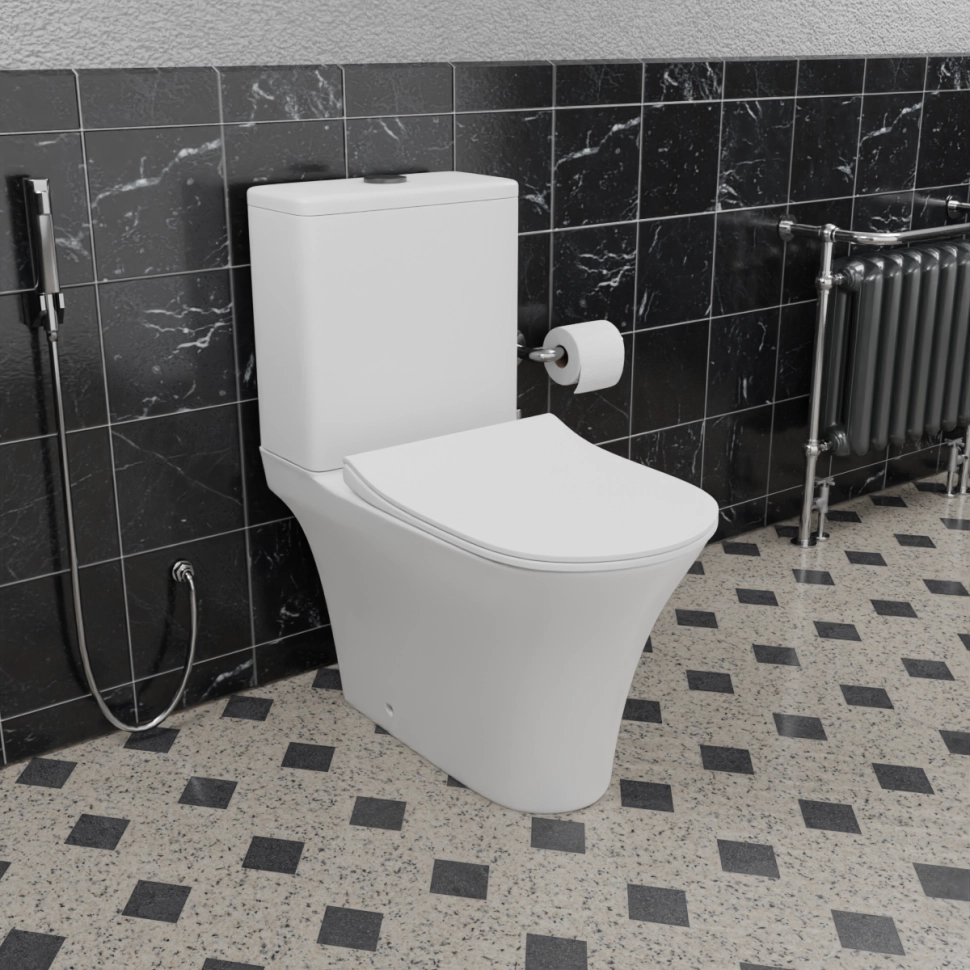 Унитаз напольный CeramaLux 1217A с бачком и крышкой микролифт, белый Унитаз напольный CeramaLux 1217A с бачком и крышкой микролифт, белый