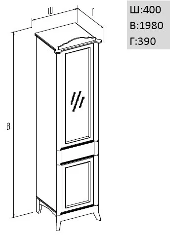 Шкаф-пенал Opadiris Виктория 00000000860 левый орех с темной патиной Шкаф-пенал Opadiris Виктория 00000000860 левый орех с темной патиной