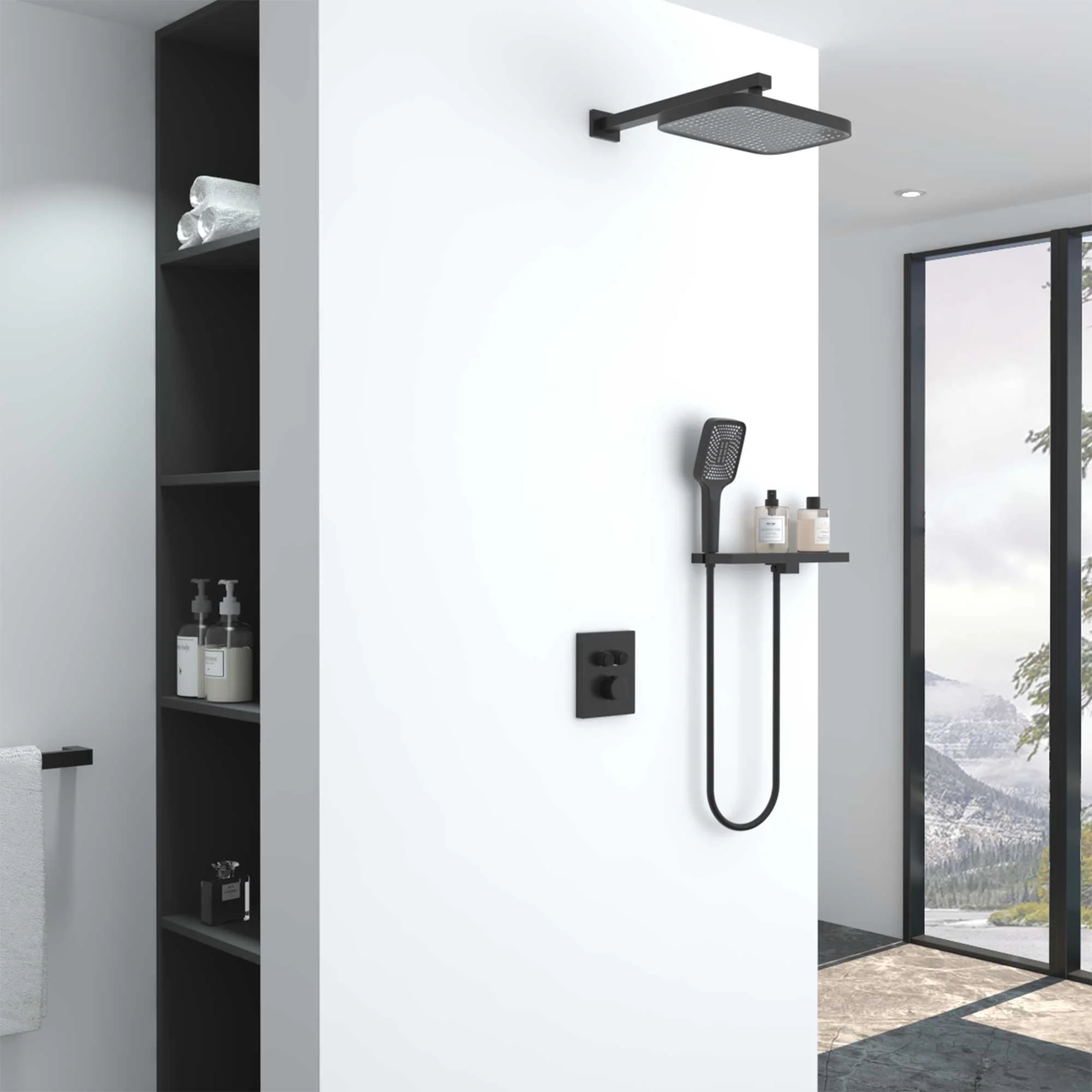 Душевая система Vincea VSFW-321MT1RMB встраиваемый, термостатический, двухрежимный, черный Душевая система Vincea VSFW-321MT1RMB встраиваемый, термостатический, двухрежимный, черный