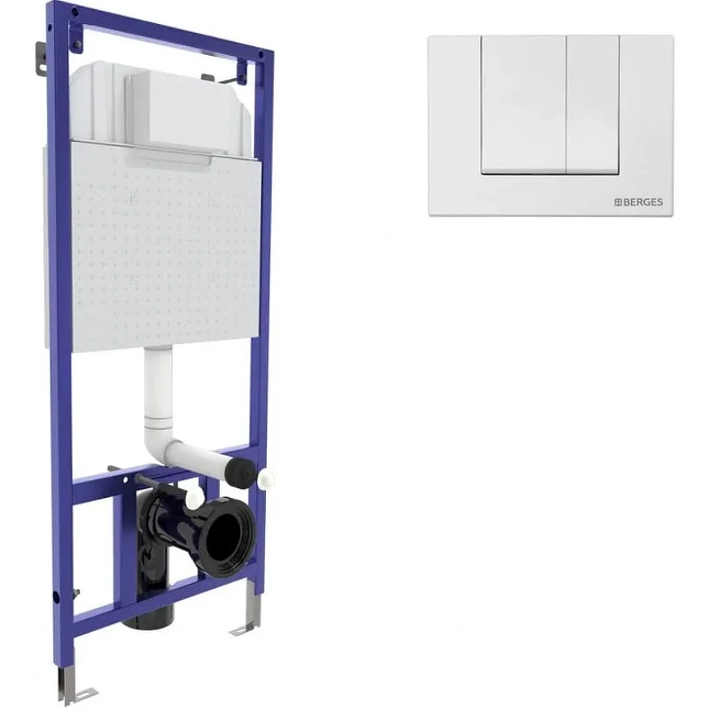 Инсталляция для унитаза BERGES NOVUM с кнопкой смыва, S1 белая 040241 Инсталляция для унитаза BERGES NOVUM с кнопкой смыва, S1 белая 040241