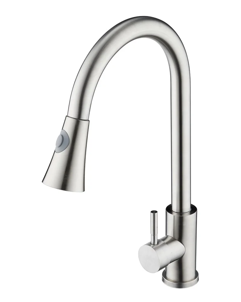 Смеситель для кухни Orange Steel M99-120st с вытяжным изивом, сталь Смеситель для кухни Orange Steel M99-120st с вытяжным изивом, сталь