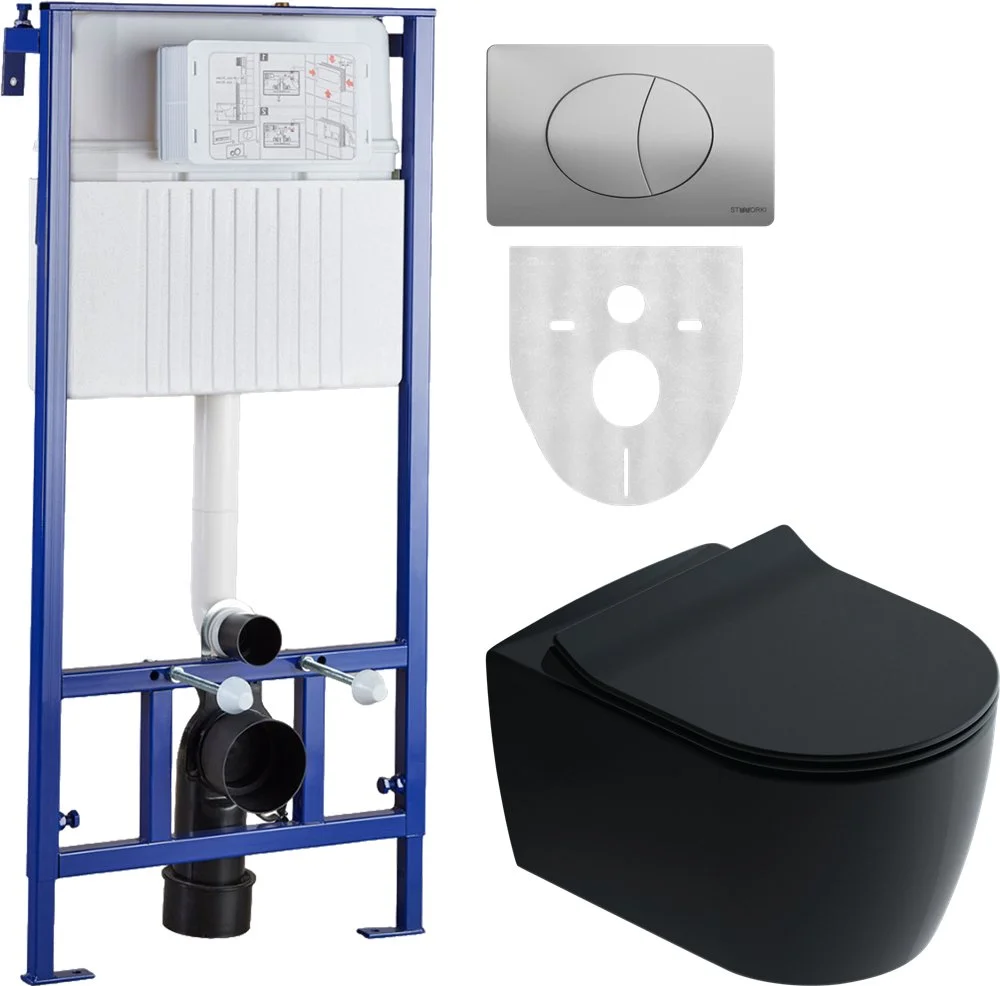 Комплект Унитаз подвесной STWORKI Ноттвиль SETK3104-2616 безободковый, с микролифтом, черный + Систе 587878 Комплект Унитаз подвесной STWORKI Ноттвиль SETK3104-2616 безободковый, с микролифтом, черный + Систе 587878