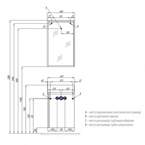 Зеркальный шкаф Aquaton Бэлла 1A221702BBAZ1 Зеркальный шкаф Aquaton Бэлла 1A221702BBAZ1